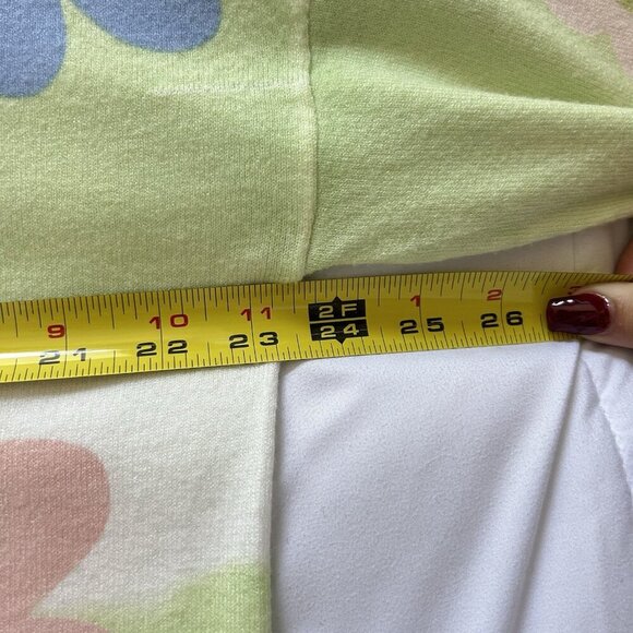 NWT Carre Noir Sweater Womens Large Green Pink Floral Long Sleeve Hippie Y2K - Picture 5 of 7